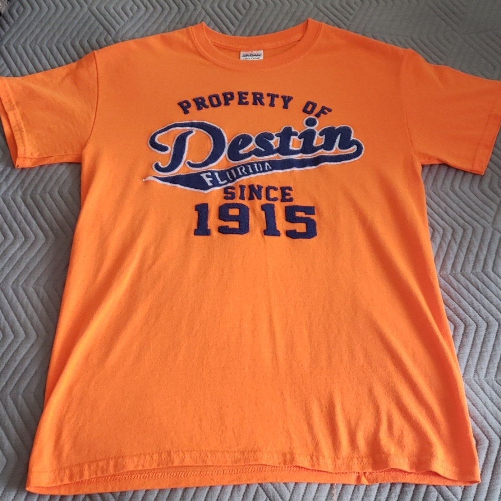 Unisex Orange and Blue Destin, FL Tshirt Sz Small